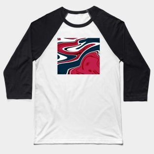 Blue red Marble Waves effect Baseball T-Shirt